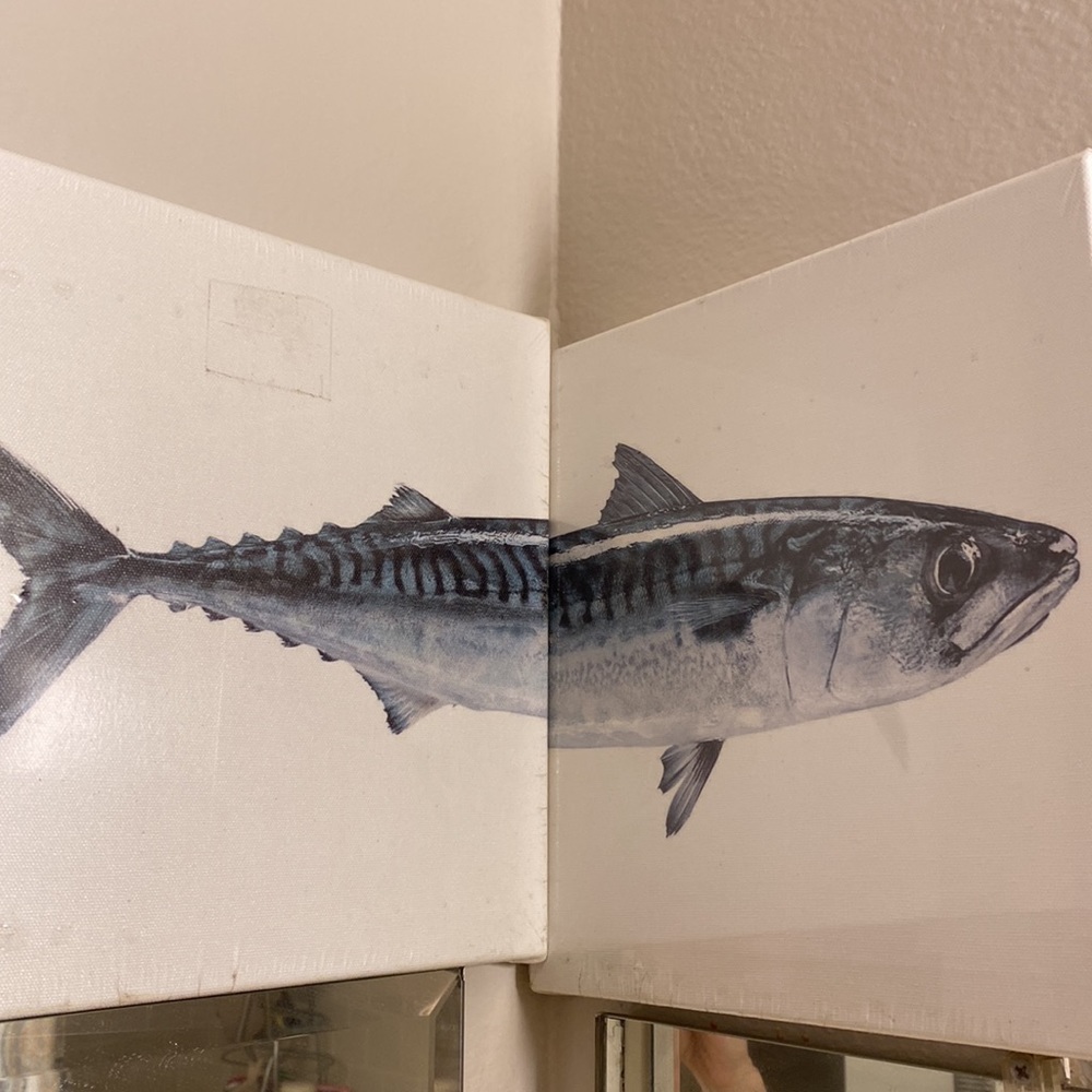 2 peice fish art new in plastic cute corner art
